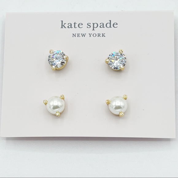 KATE SPADE Rise and Shine - 2 Pair of Stud Set Cream/Clear